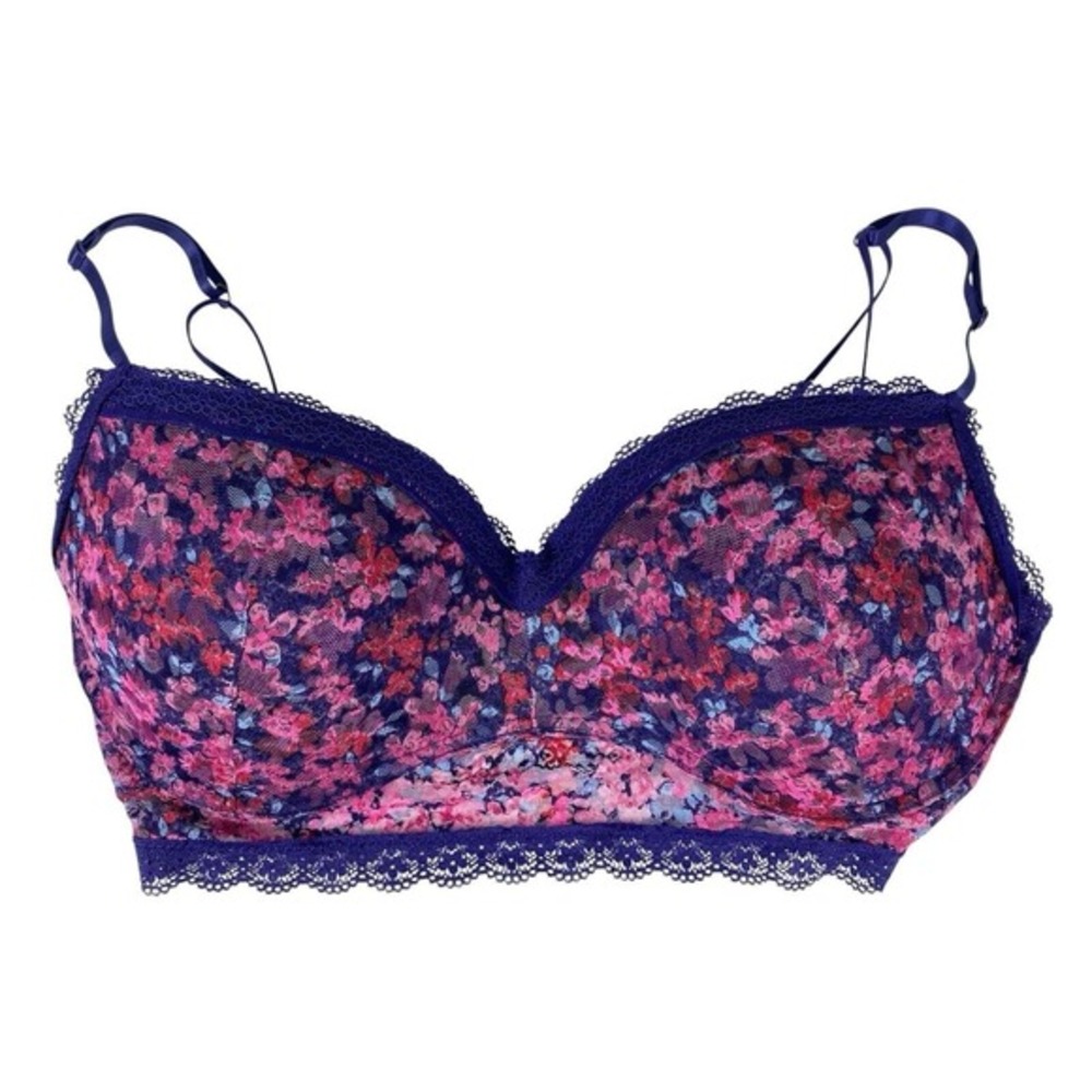Floral Bra 40DD Purple Lace Padded Plus Size Full Coverage Rue 21